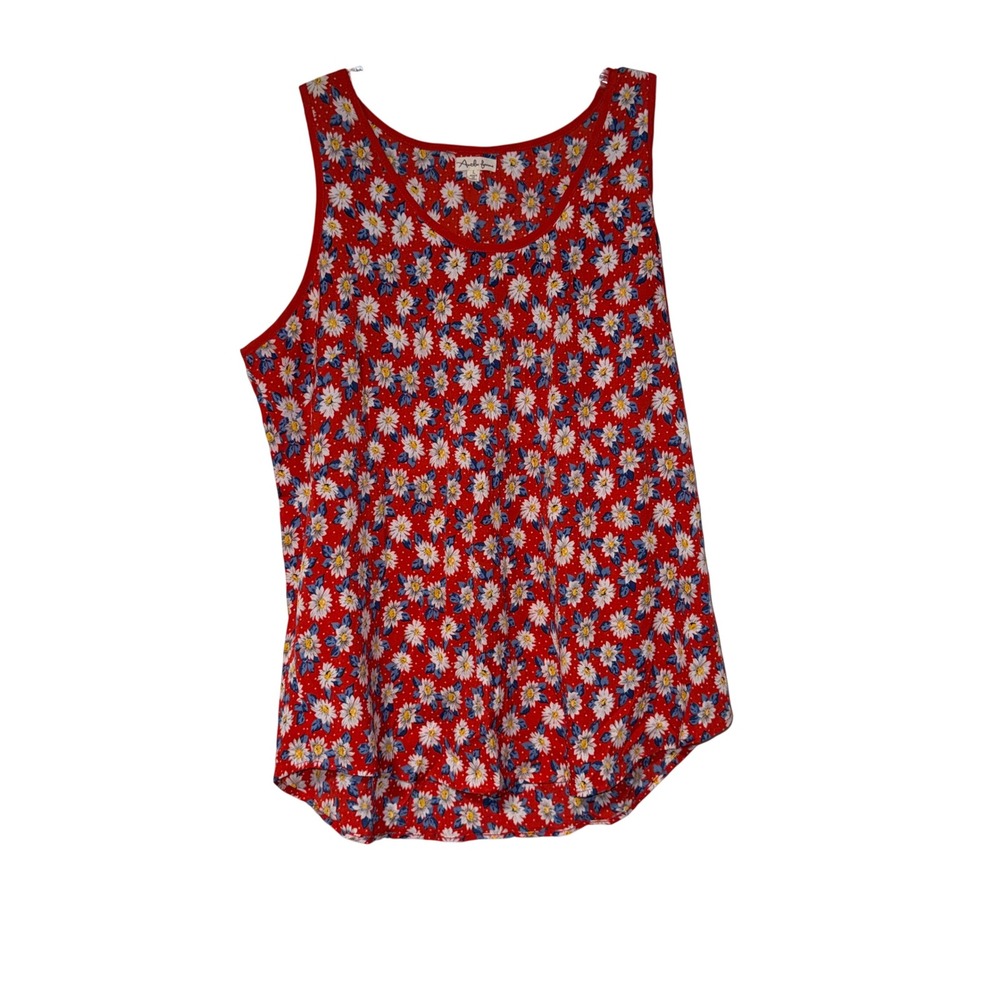 Antilia Femme Daisy Floral Tank Top Womens Large Red Rayon